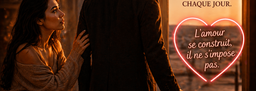 Illustration d’un couple en difficulté avec distance émotionnelle, ambiance romantique et question sur comment retenir un homme