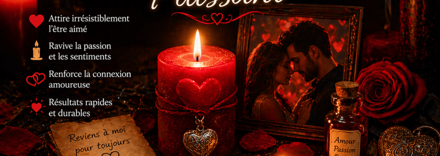 Envoûtement amoureux puissant avec bougie rouge, photo de couple et pétales de rose pour attirer et raviver les sentiments